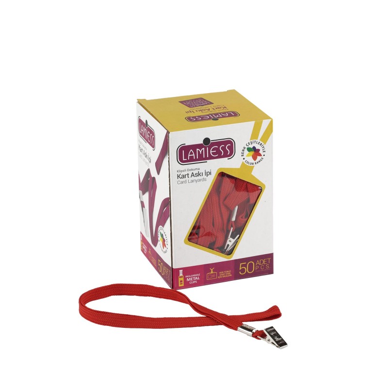 Lamiess Kart Askı İpi M.Maşalı Klipsli Kırmızı 50'Li fiyat teklifi al