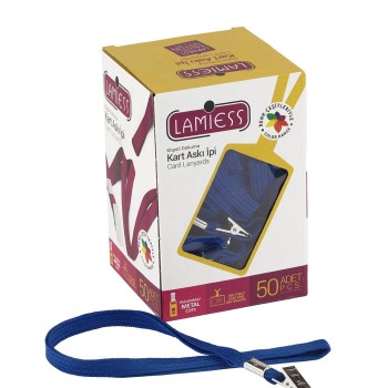 Lamiess Kart Askı İpi M.Maşalı Klipsli Lacivert 50'Li