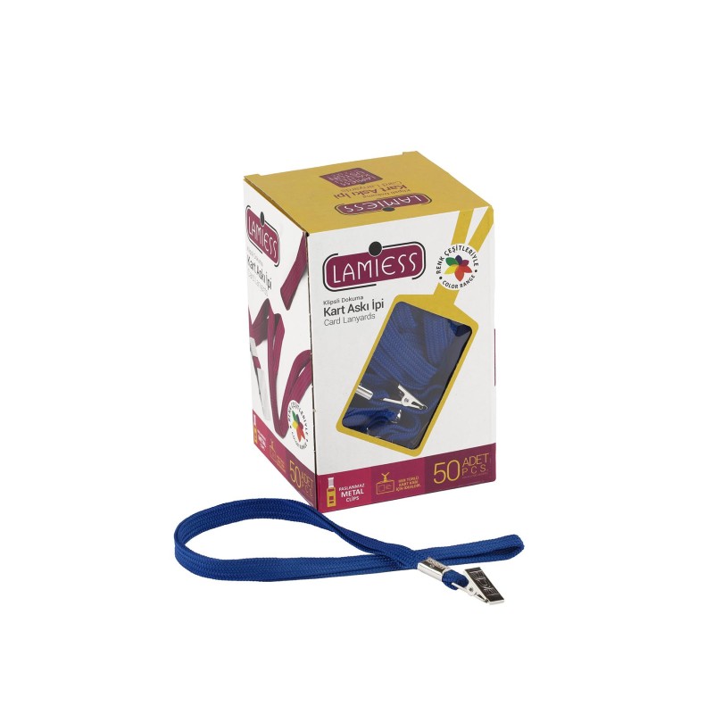 Lamiess Kart Askı İpi M.Maşalı Klipsli Lacivert 50'Li fiyat teklifi al