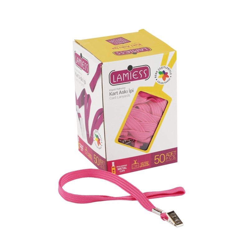 Lamiess Kart Askı İpi M.Maşalı Klipsli Pembe 50'Li fiyat teklifi al