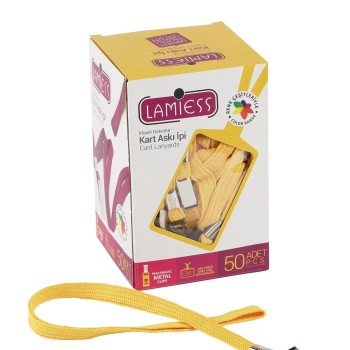 Lamiess Kart Askı İpi M.Maşalı Klipsli Sarı 50'Li