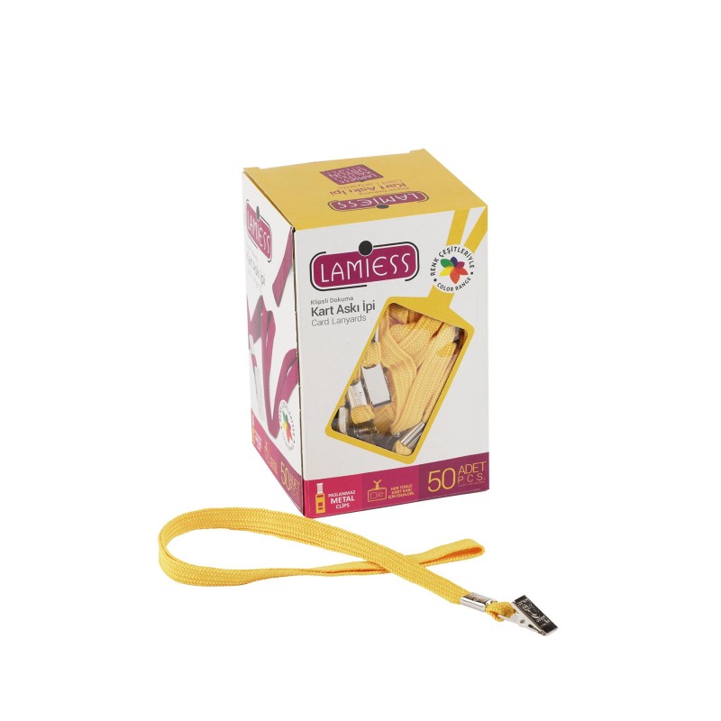 Lamiess Kart Askı İpi M.Maşalı Klipsli Sarı 50'Li fiyat teklifi al