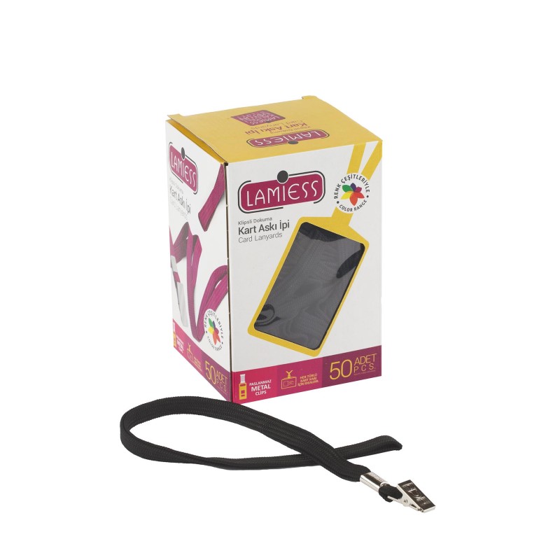 Lamiess Kart Askı İpi M.Maşalı Klipsli Siyah 50'Li fiyat teklifi al