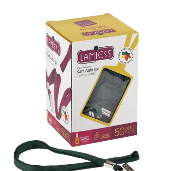 Lamiess Kart Askı İpi M.Maşalı Klipsli Yeşil 50'Li