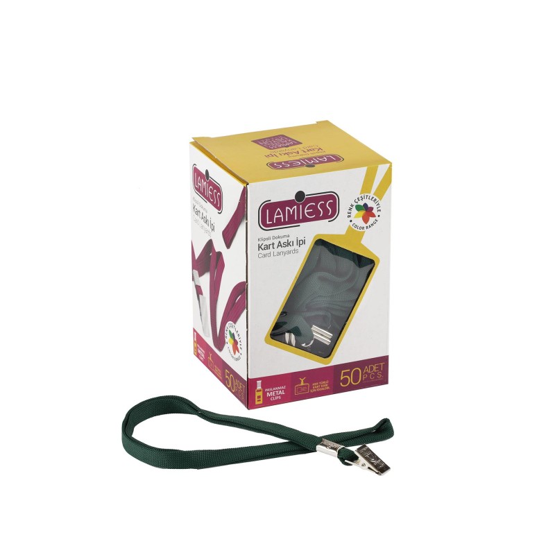 Lamiess Kart Askı İpi M.Maşalı Klipsli Yeşil 50'Li fiyat teklifi al