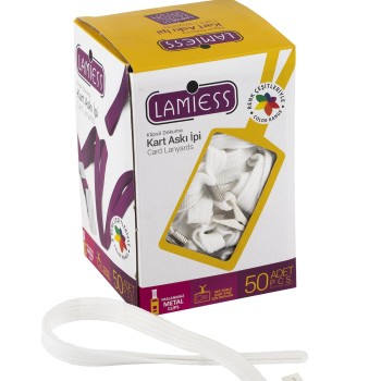 Lamiess Kart Askı İpi Plastik Klipsli Beyaz 50'Li