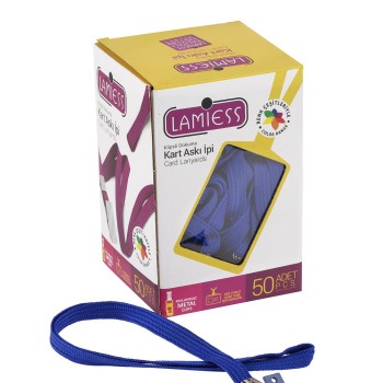 Lamiess Kart Askı İpi Plastik Klipsli Lacivert 50'Li