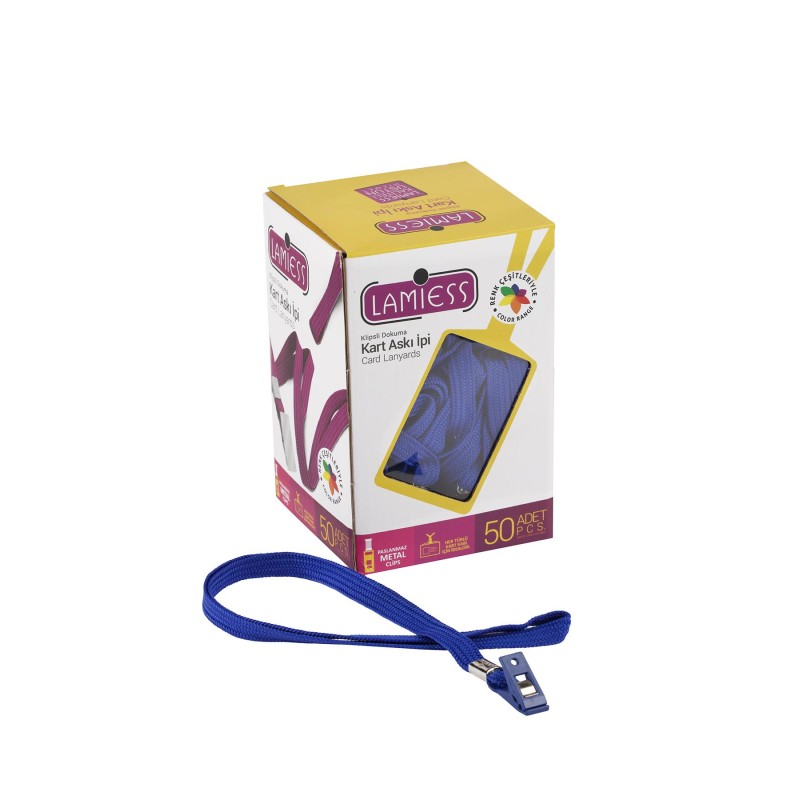 Lamiess Kart Askı İpi Plastik Klipsli Lacivert 50'Li fiyat teklifi al