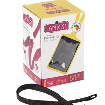 Lamiess Kart Askı İpi Plastik Klipsli Siyah 50'Li