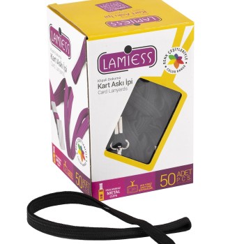 Lamiess Kart Askı İpi Paris Kancalı Siyah  50'Li