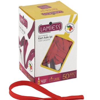 Lamiess Kart Askı İpi Plastik Kancalı Kırmızı  50'Li