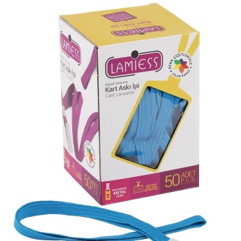 Lamiess Kart Askı İpi Plastik Kancalı Mavi 50'Li