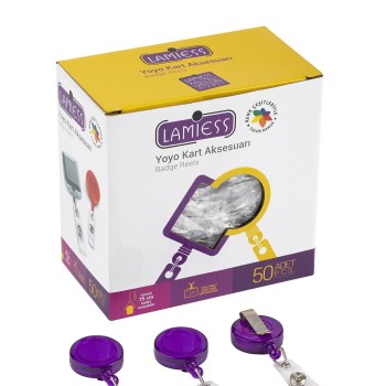 Lamiess Lms 351 Yuvarlak Yoyo Şeffaf Mor  50'Li