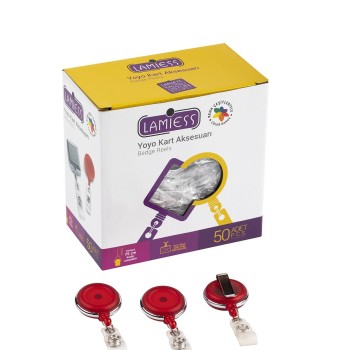 Lamiess Lms 378 Çelik Bordürlü Yuvarlak Yoyo Şeffaf Kırmızı  50'Li