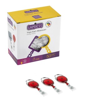 Lamiess Lms 154 Çelik Bordürlü Oval Yoyo Şeffaf Kırmızı  50'Li