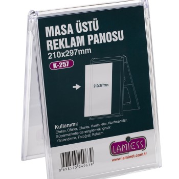 Lamiess K-257 Masaüstü Reklam Panosu Dikey 3 'Lü