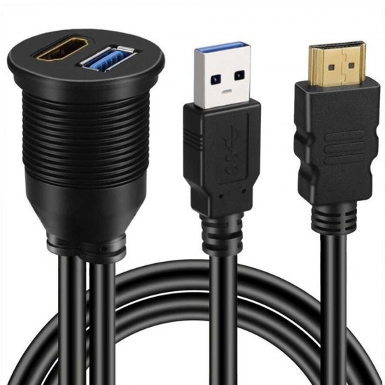 ARAÇ KONTROL PANELİ USB 3.0 + HDMI UZATMA KABLOSU GÖMME MONTAJ