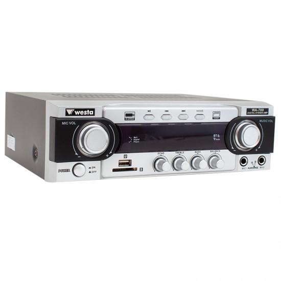 WESTA WA-700 2X50W-220-12V USB-SD -BLUETOOTH-UK TRAFOSUZ 2 MİK. GİRİŞLİ STEREO ANFİ