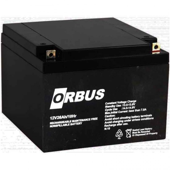 AKÜ 12 VOLT 26 AMPER ORBUS * MUSTANG ( 165 X 176 X 125 MM )