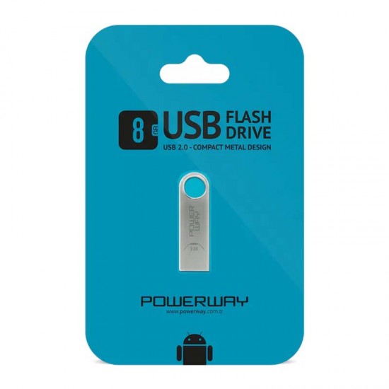 POWERWAY 8 GB METAL USB 2.0 FLASH BELLEK