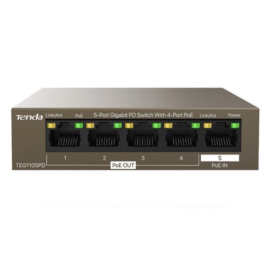 TENDA TEG1105PDP 5 PORT 10/100/1000 GIGABIT POE SWITCH