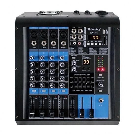 KÖNİG KA-4701 2X350 4 KANAL USB-SD-BLUETOOTH POWER MIXER