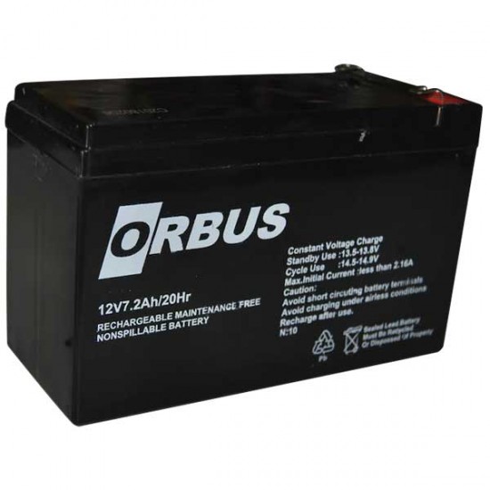 AKÜ 12 VOLT 7.2 AMPER ORBUS UPSLER İÇİN ( 150 X 65 X 90 MM )