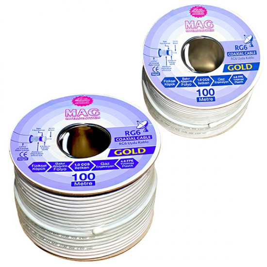 RG6/U4 MAG GOLD BAKIR ANTEN KABLO 64 TEL (100 METRE)