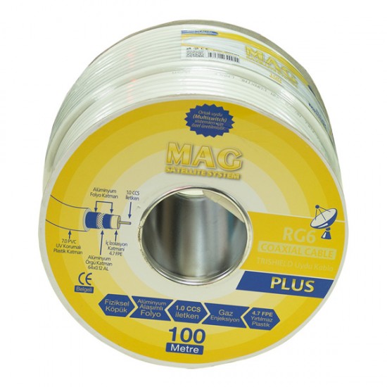 RG6/U4 MAG PLUS TRISHIELD ANTEN KABLOSU 64 TEL (100 METRE)