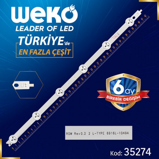 42 ROW REV0.2 2 L-TYPE 6916L-1049A - 42.8 CM 6 LEDLİ - (WK-916)