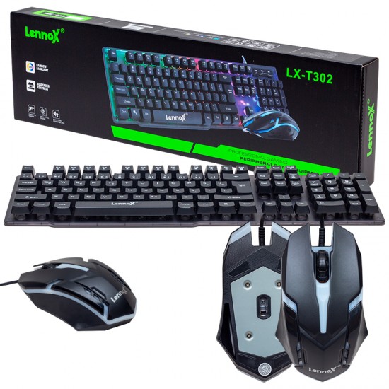 LENNOX T302 KABLOLU GAMİNG OYUNCU KLAVYE MOUSE SET