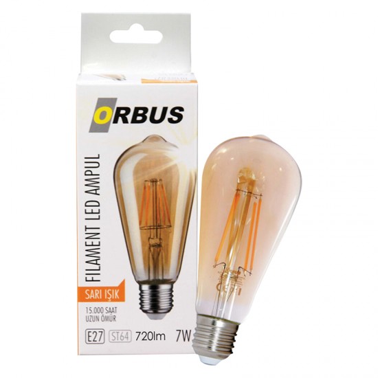 ORBUS ORB-ST7W FILAMENT BULB ST64 7 WATT E27 720 LMN AMBER LED AMPÜL