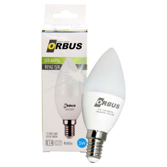 ORBUS ORB-5W C37 5 WATT E14 400 LMN BEYAZ TASARRUFLU AMPÜL