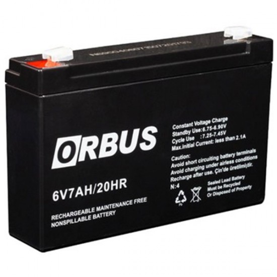 AKÜ 6 VOLT 7 AMPER ORBUS (150 X 50 X 94 MM)