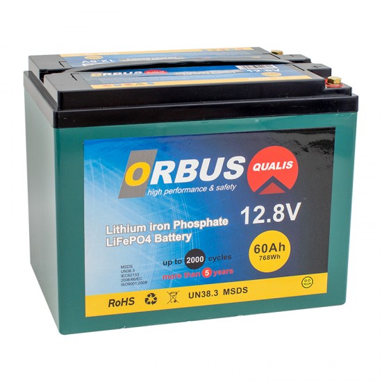 ORBUS LIT-12-60  12.8 VOLT 60 AMPER LİTYUM LİFEPO4 AKÜ