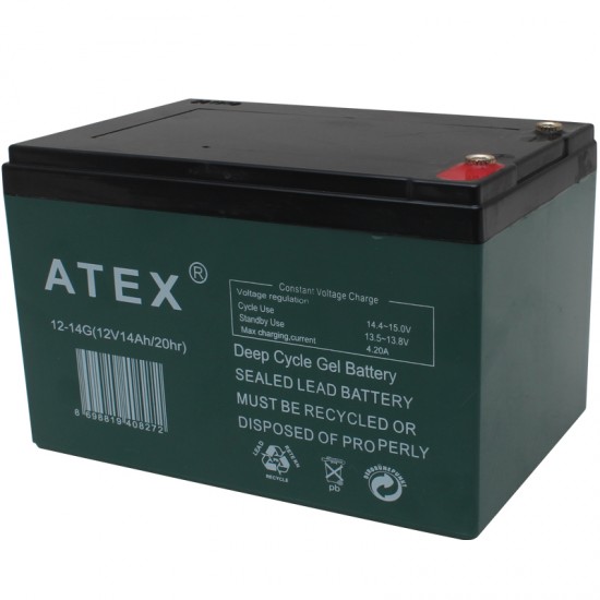 AKÜ 12 VOLT 14 AMPER ATEX 12-14G JEL TİP AKÜ ( 150 X 97 X 95 MM ) (ELEKTRİKLİ BİSİKLET AKÜSÜ)