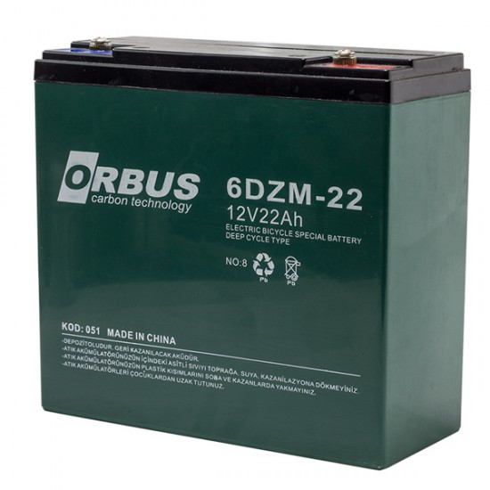 AKÜ 12 VOLT 22 A ORBUS / KIJO ( 180 X 76 X 167 MM )   ( ELEKTİRİKLİ BİSİKLET AKÜSÜ ) 6 DZM 12