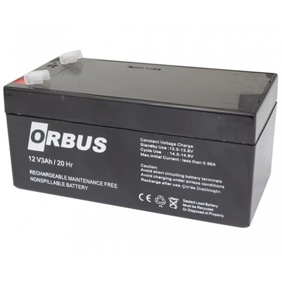 AKÜ 12 VOLT 3 AMPER ORBUS ( 134 X 66 X 60 MM )