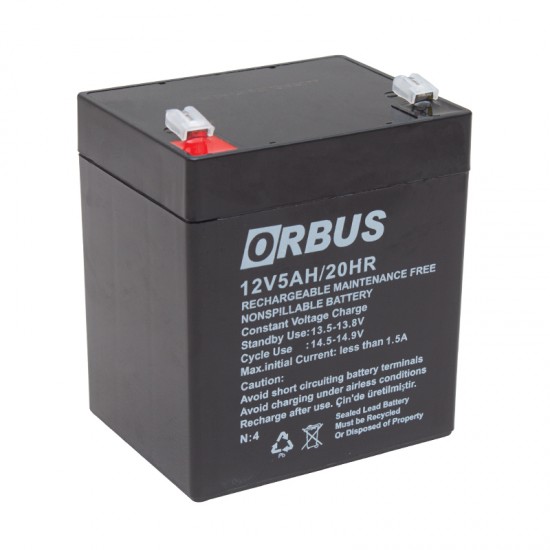 AKÜ 12 VOLT 5 AMPER POWERMASTER - ORBUS ( 90 X 70 X 101 MM )