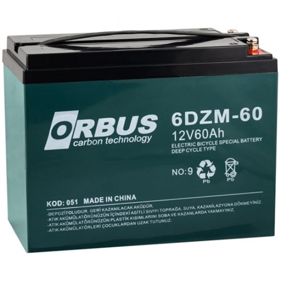 AKÜ 12 VOLT 60 AMPER ORBUS (ELEKTİRİKLİ BİSİKLET AKÜSÜ)