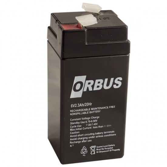 AKÜ 6 VOLT 2.3 AMPER ORBUS ( 90 X 43 X 38 MM )