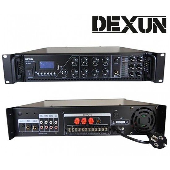 DEXUN D-120 120 W 100V/70V/4,16 OHM USB/SD LCD EK 6 BÖLGELİ 3 MİK. 3 AUX GİRİŞLİ TRAFOLU ANFİ
