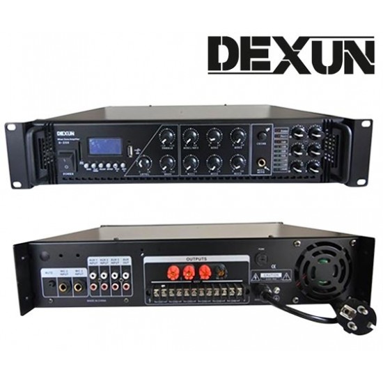 DEXUN D-450 450 W 100V/70V/4,16 OHM USB/SD 6 BÖLGELİ 3 MİK 3 AUX GİRİŞLİ TRAFOLU ANFİ