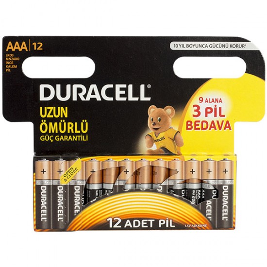 DURACELL AAA İNCE PİL 12Lİ 9+3 PAKET FİYAT