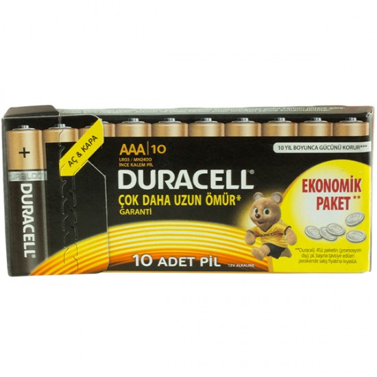 DURACELL BASIC EKONOMİK AAA İNCE KALEM PİL 10LU PAKET FİYAT