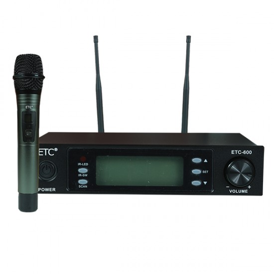 ETC-600 UHF 1EL ÇİFT TÜNERLİ KABLOSUZ TELSİZ MİKROFON