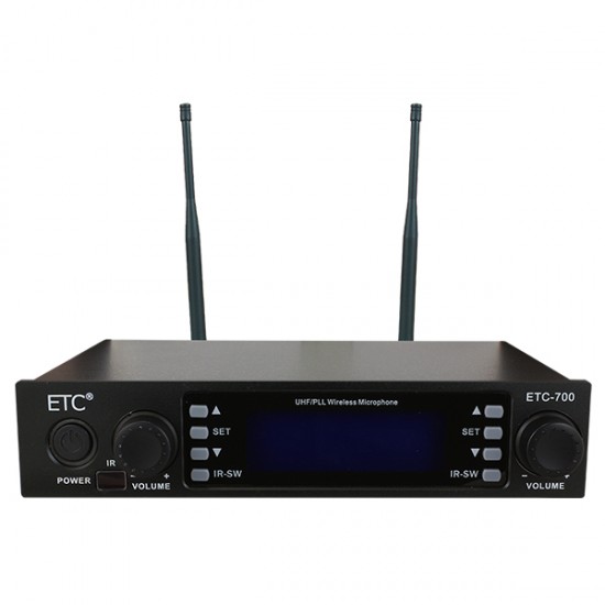 ETC-700 UHF 2 EL ÇİFT TÜNERLİ KABLOSUZ TELSİZ MİKROFON