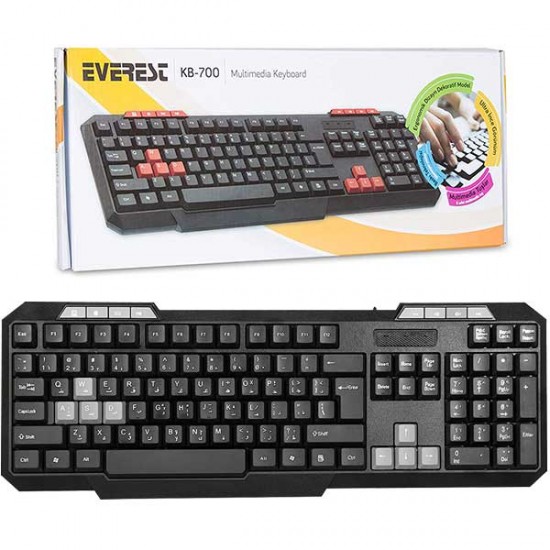 EVEREST KB-700 SİYAH USB US LAYOUT MULTİMEDİA KLAVYE