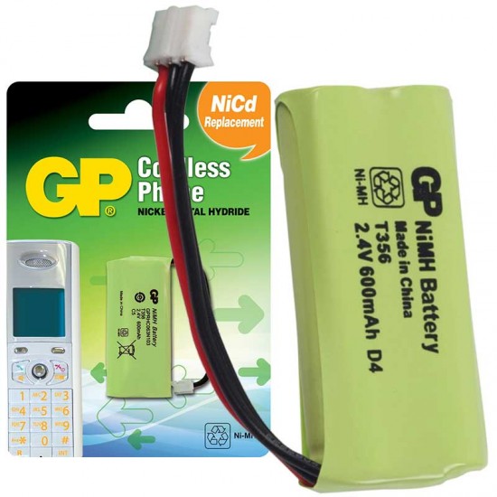 GP T356  2U1 2.4V - 600 MAH 3 KABLOLU TELSİZ TELEFON PİLİ