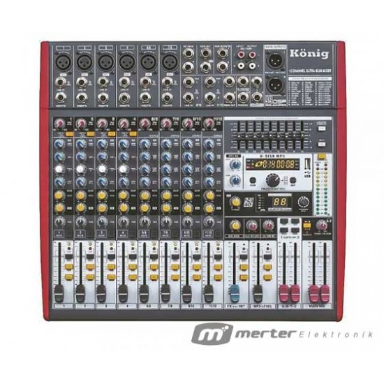 KÖNİG K-1201FX 12 KANAL USB-BT-9 BANT EQ DECK MIXER